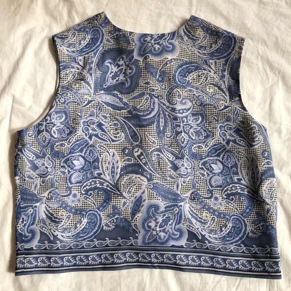 •SILK• cropped button up •HOUNDSTOOTH •PAISLEY top blouse sz 6 - Picture 10 of 10